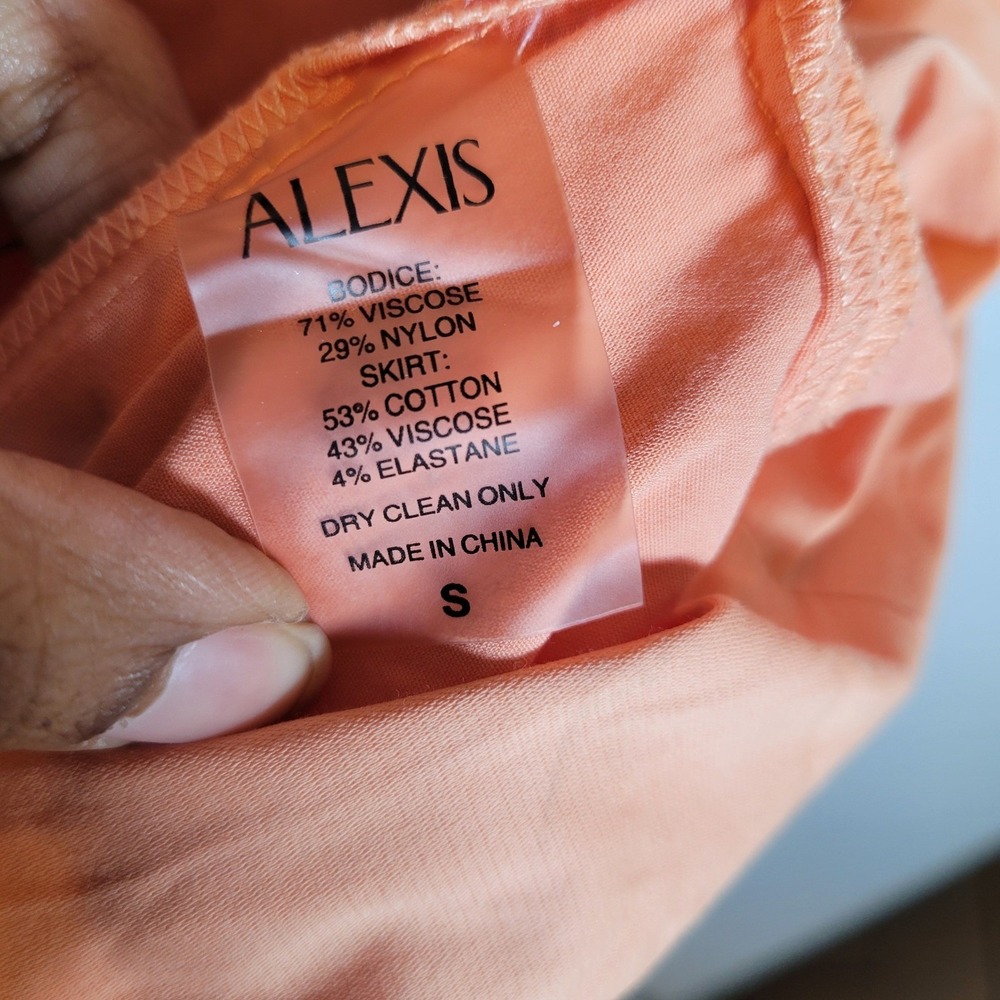ALEXIS Womens Kamali Orange Knit Strapless Midi Dress Ruffle Skirt Size Small - Picture 4 of 11